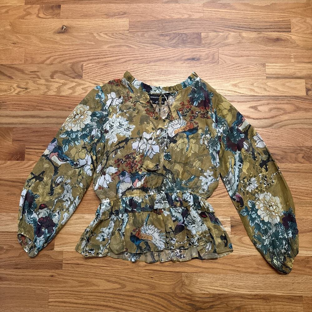 Anthropologie Hemant & Nandita Keystone Silk Blouse Size Small